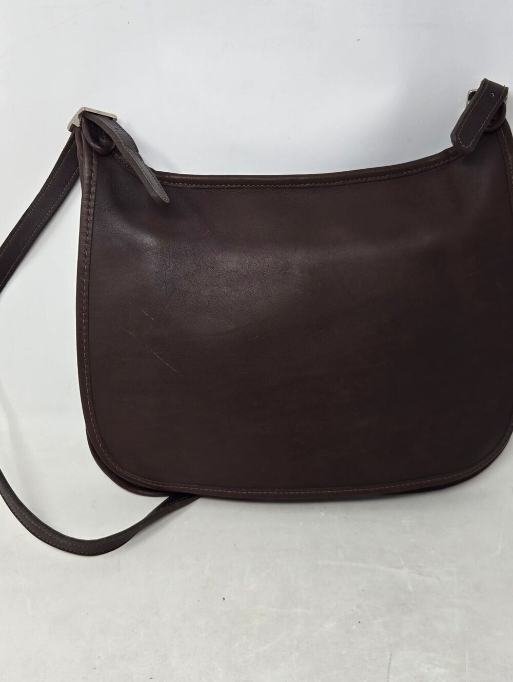 Vintage COACH 9134 Slim Hippie Flap Shoulder Bag Crossbody Dark Brown Leather